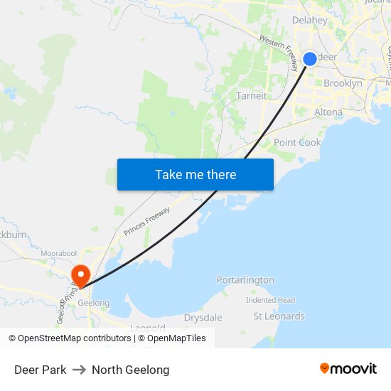 Deer Park to North Geelong map