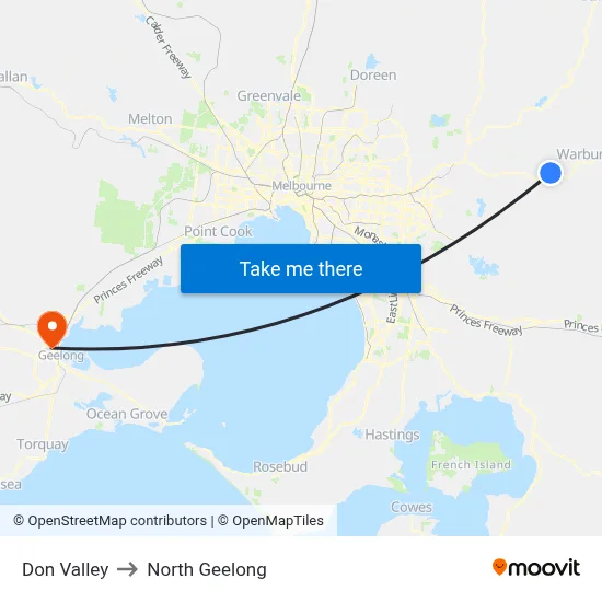 Don Valley to North Geelong map