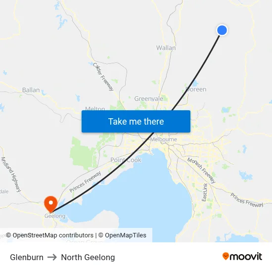 Glenburn to North Geelong map