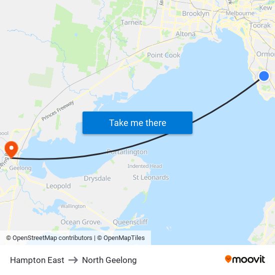 Hampton East to North Geelong map