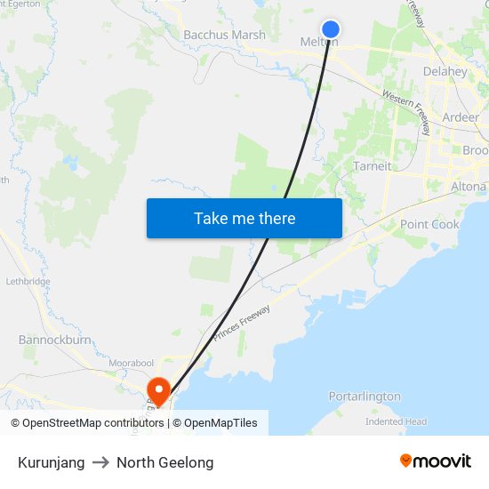 Kurunjang to North Geelong map