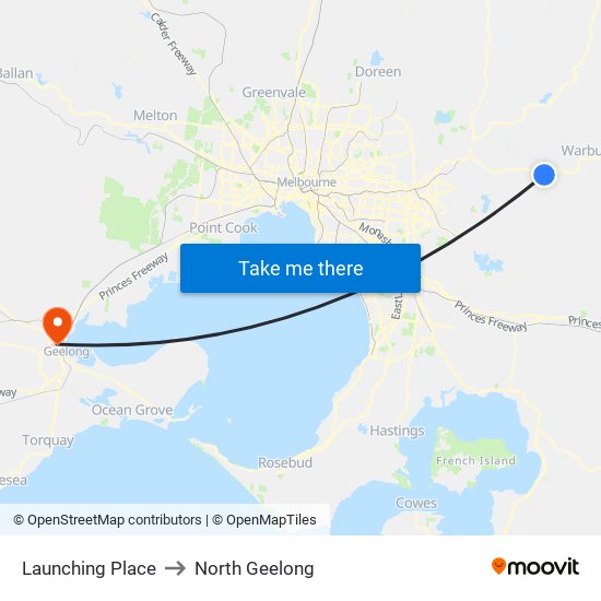 Launching Place to North Geelong map
