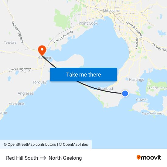 Red Hill South to North Geelong map