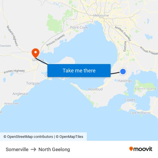 Somerville to North Geelong map