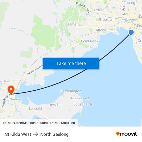 St Kilda West to North Geelong map