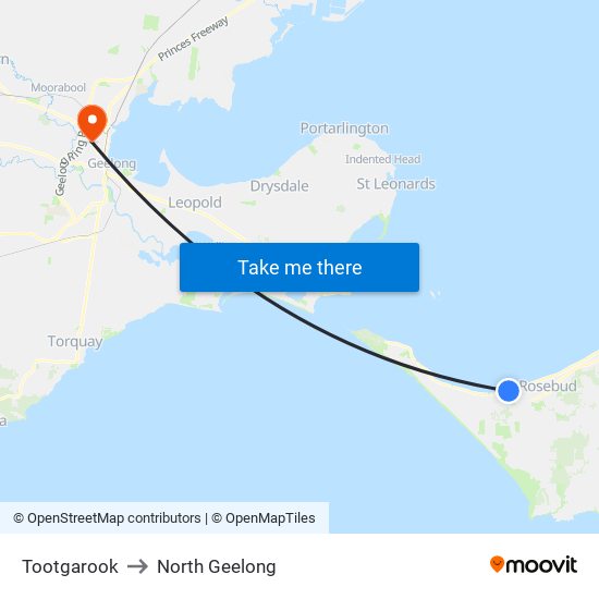 Tootgarook to North Geelong map