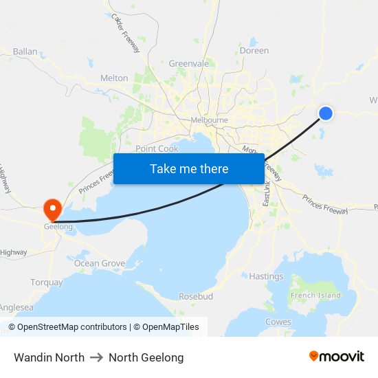 Wandin North to North Geelong map