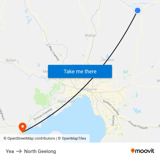Yea to North Geelong map