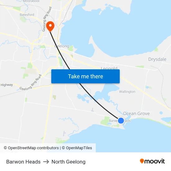 Barwon Heads to North Geelong map
