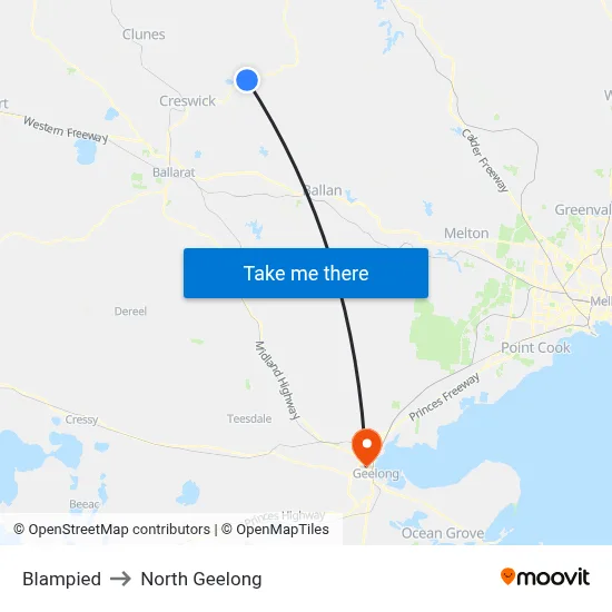 Blampied to North Geelong map