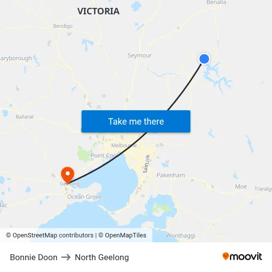 Bonnie Doon to North Geelong map