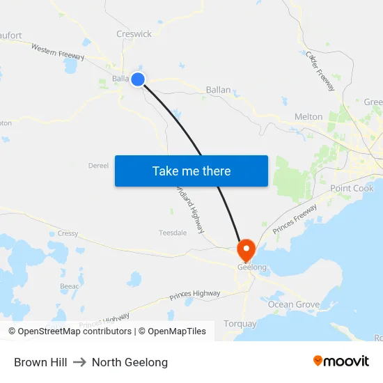 Brown Hill to North Geelong map