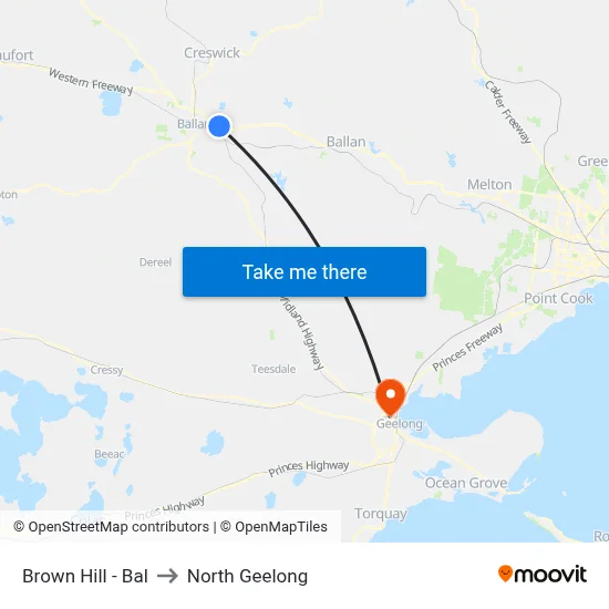 Brown Hill - Bal to North Geelong map