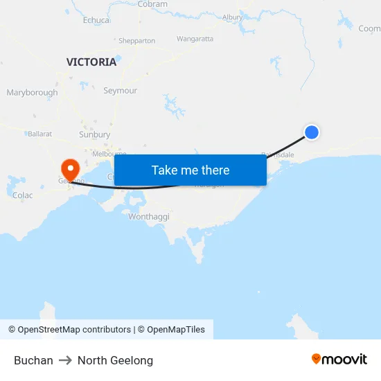 Buchan to North Geelong map