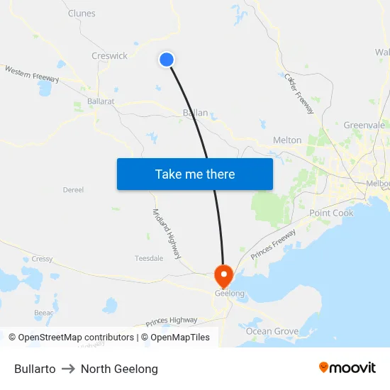 Bullarto to North Geelong map