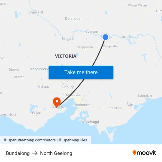 Bundalong to North Geelong map