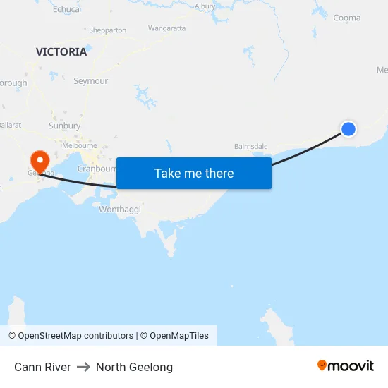 Cann River to North Geelong map