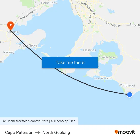 Cape Paterson to North Geelong map