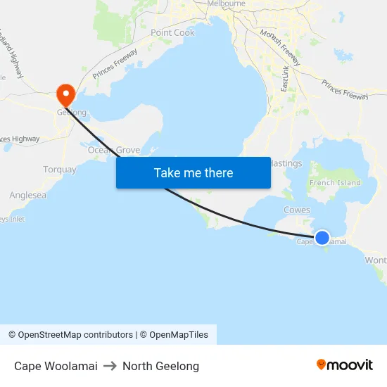 Cape Woolamai to North Geelong map