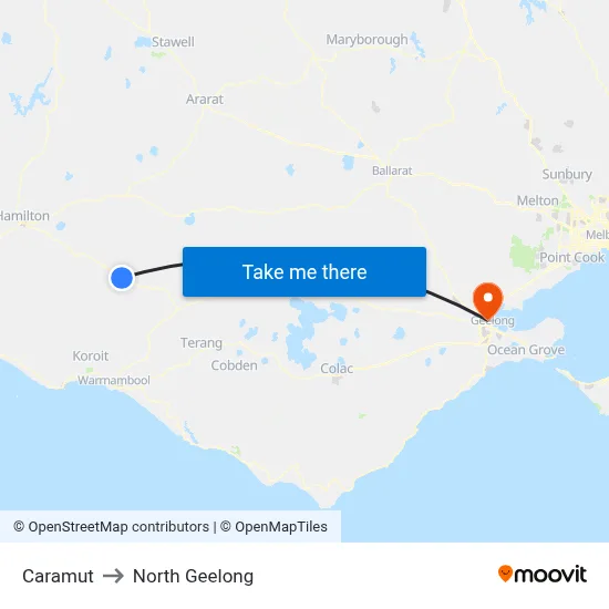 Caramut to North Geelong map