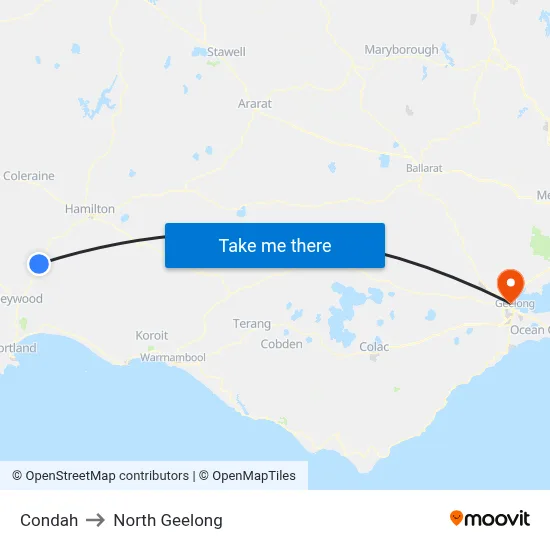Condah to North Geelong map