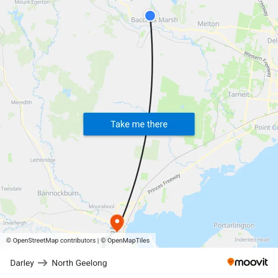 Darley to North Geelong map