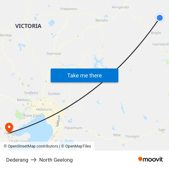 Dederang to North Geelong map