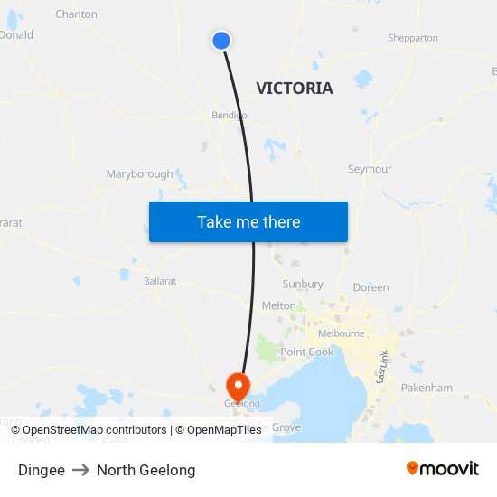 Dingee to North Geelong map