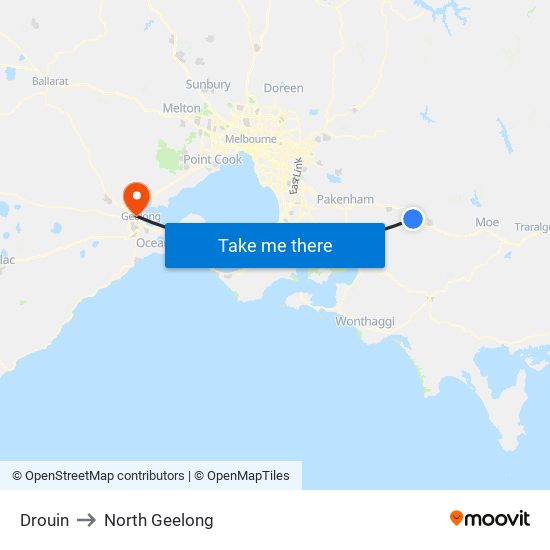 Drouin to North Geelong map