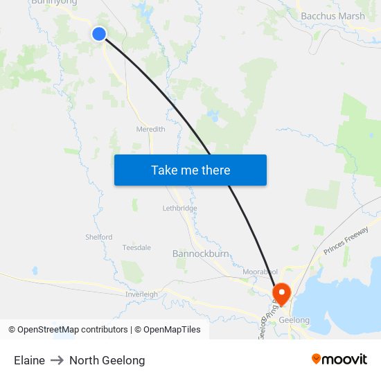 Elaine to North Geelong map