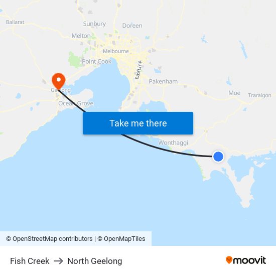 Fish Creek to North Geelong map