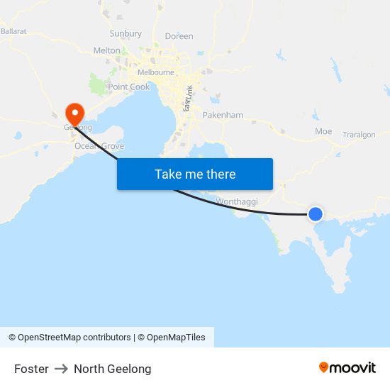 Foster to North Geelong map