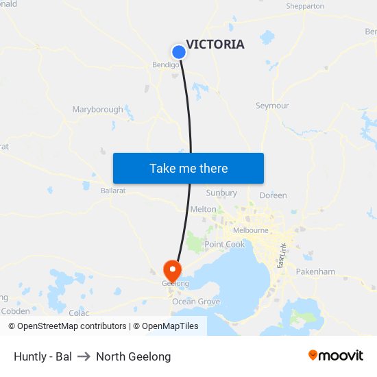 Huntly - Bal to North Geelong map