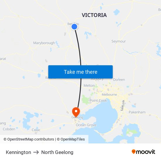 Kennington to North Geelong map