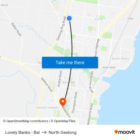 Lovely Banks - Bal to North Geelong map