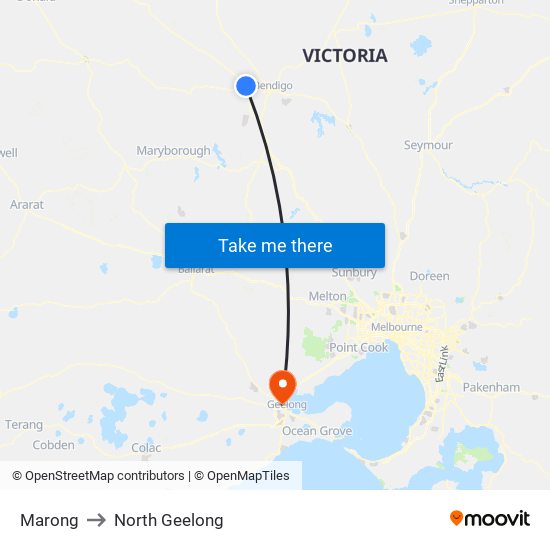 Marong to North Geelong map