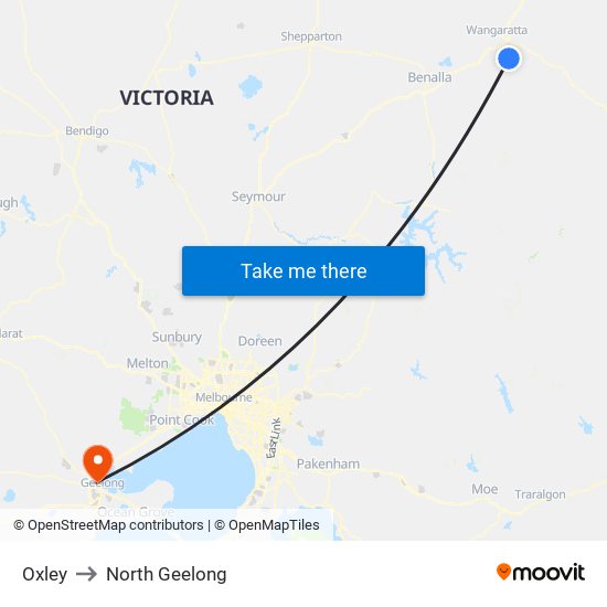 Oxley to North Geelong map