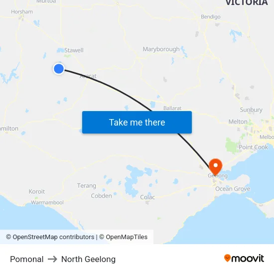 Pomonal to North Geelong map