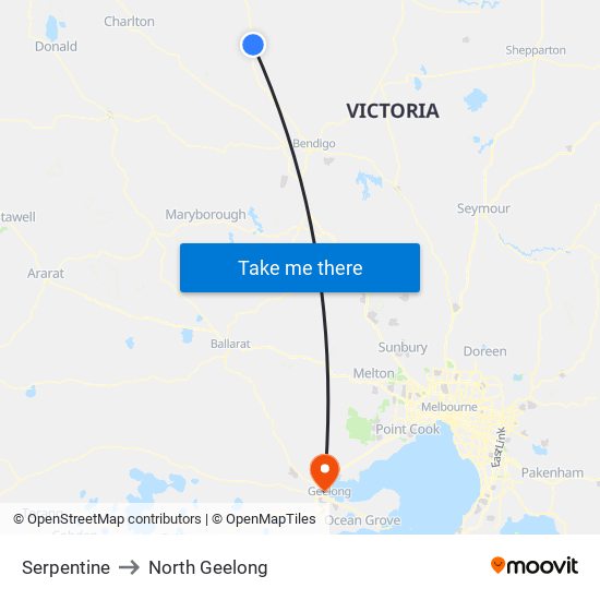 Serpentine to North Geelong map