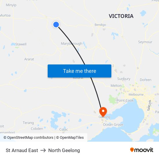 St Arnaud East to North Geelong map