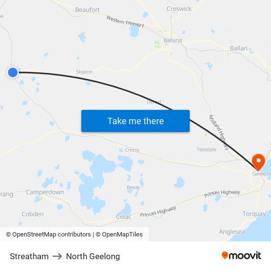 Streatham to North Geelong map