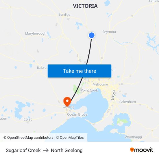 Sugarloaf Creek to North Geelong map