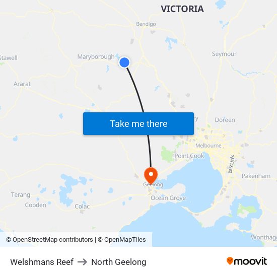 Welshmans Reef to North Geelong map