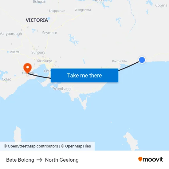 Bete Bolong to North Geelong map