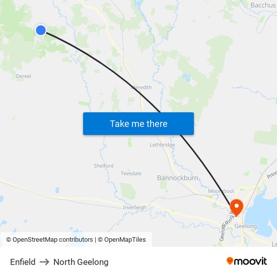 Enfield to North Geelong map