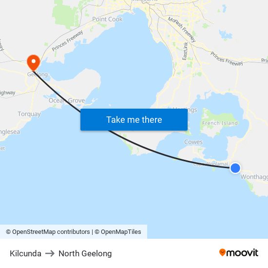 Kilcunda to North Geelong map
