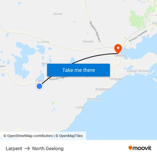 Larpent to North Geelong map