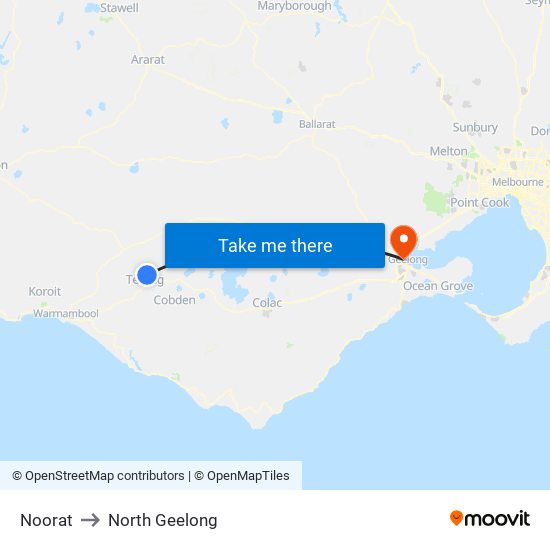 Noorat to North Geelong map