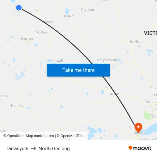 Tarranyurk to North Geelong map
