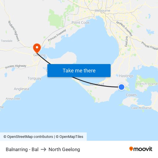 Balnarring - Bal to North Geelong map